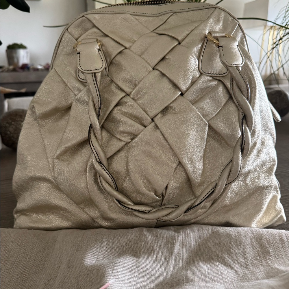 🩶SOLD🩶 VALENTINO Garavani Gold Nappa Leather Couture Braided Tote Bag